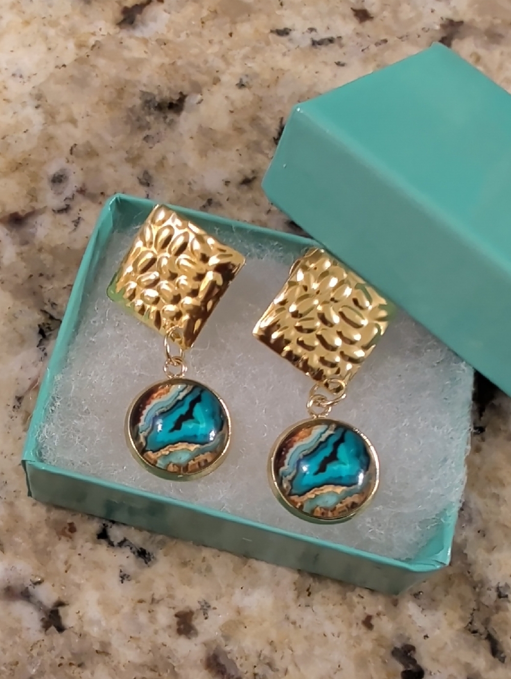 5 For $25.00- Gold and Turquoise Drop Earrings - Women Jewelry